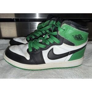 Nike Air Jordan 1 Retro High OG Lucky Green Black White Boys Size 1.5Y